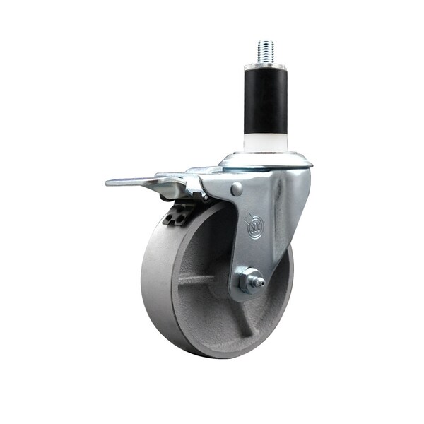 4'' Semi Steel Swivel 1-3/8'' Expanding Stem Caster Total Lock Brake